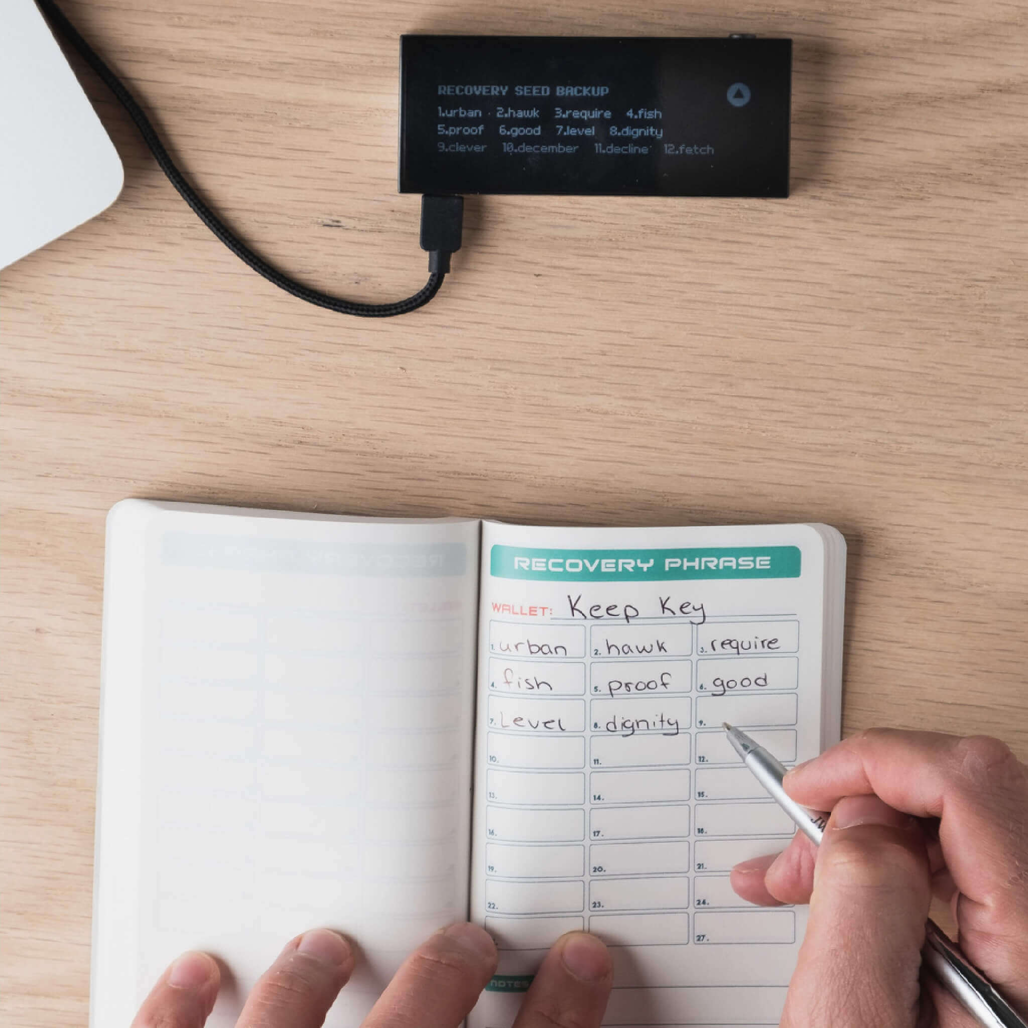 Stonebook ™ Notebook recording private keys and seed phrases for cryptocurrency accounts