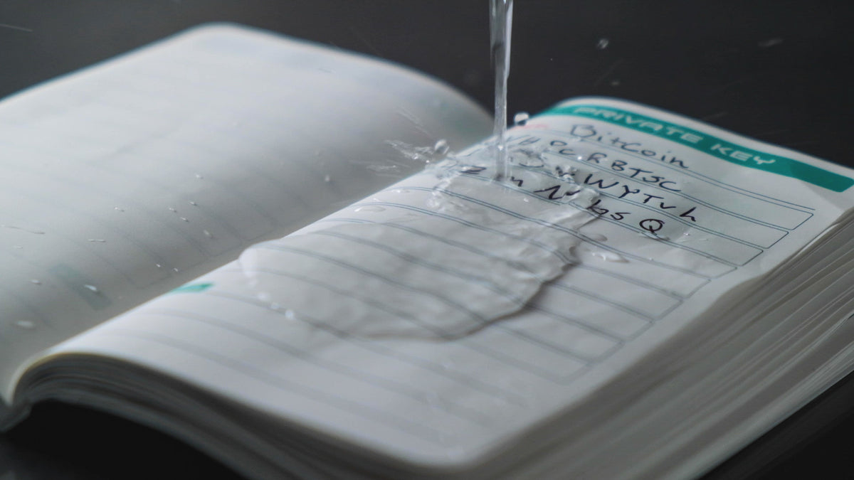 Water beading on a waterproof Stonebook page