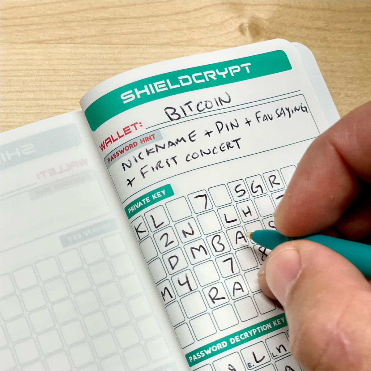 ShieldCrypt instruction page inside the Stonebook