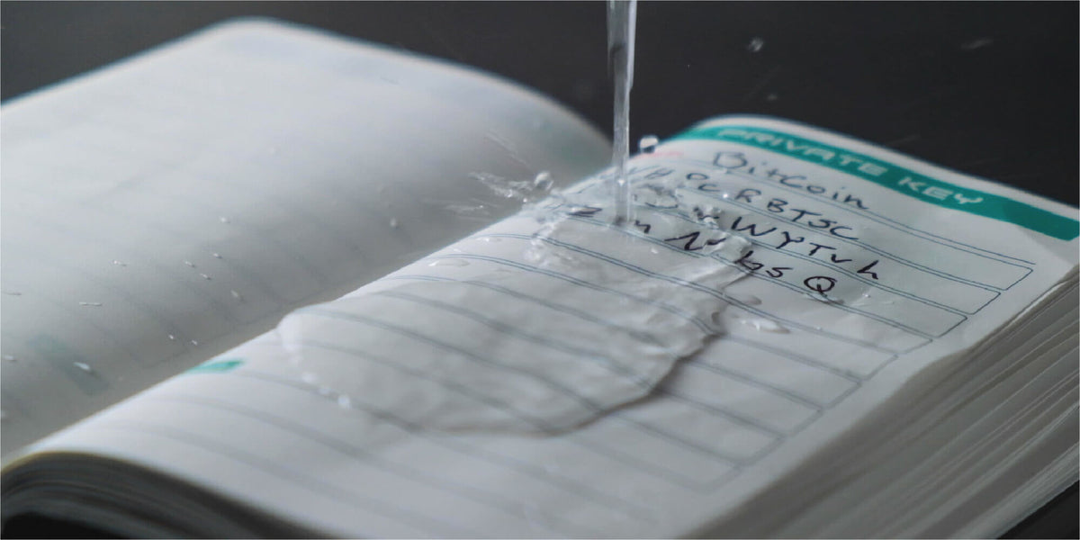 Water beading on a waterproof Stonebook page