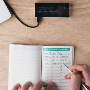 Writing down a recovery phrase into the stonebook from a hardware wallet