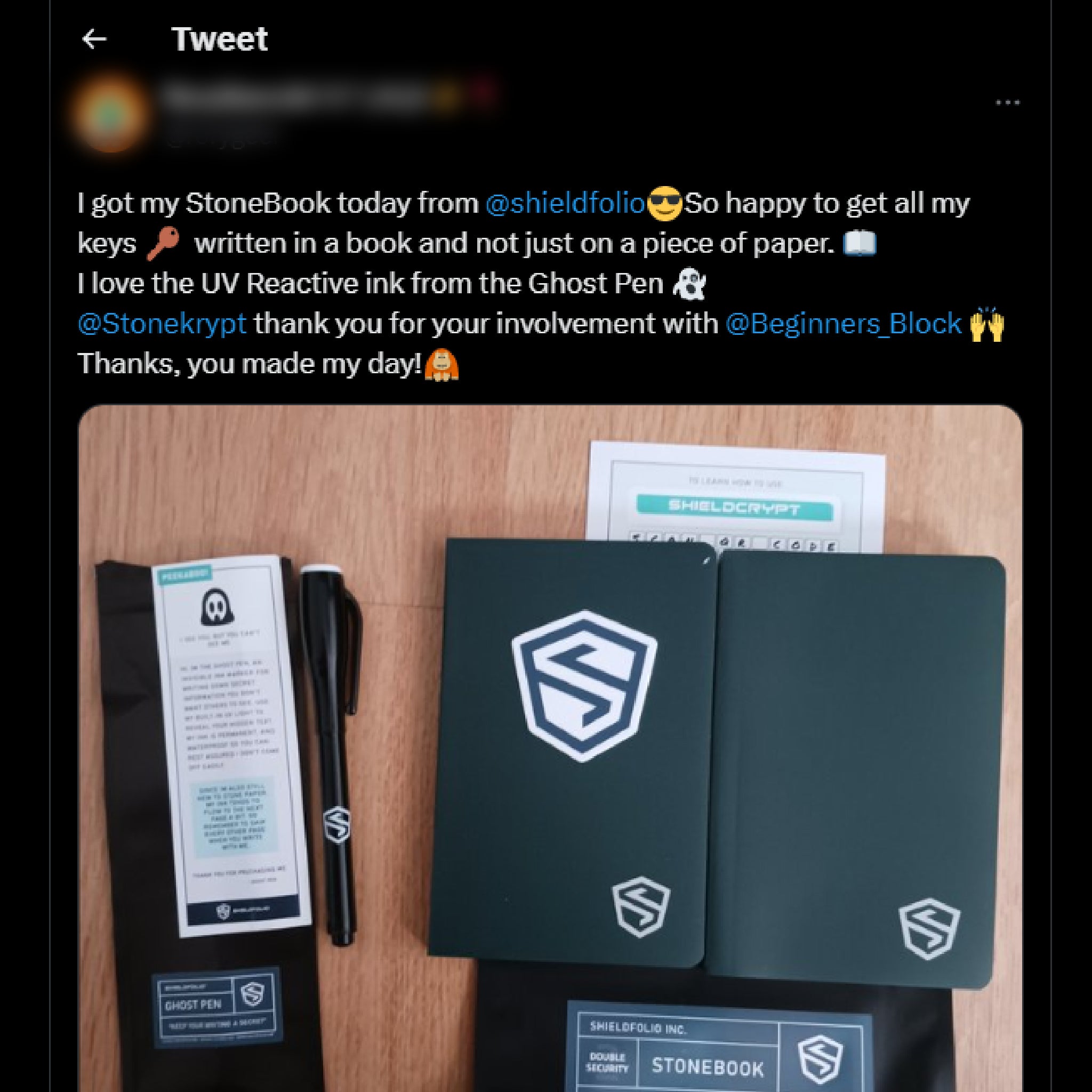 Shieldfolio stonebook review from twitter with the ghost pen for Bitcoin cold wallet seed phrase storage