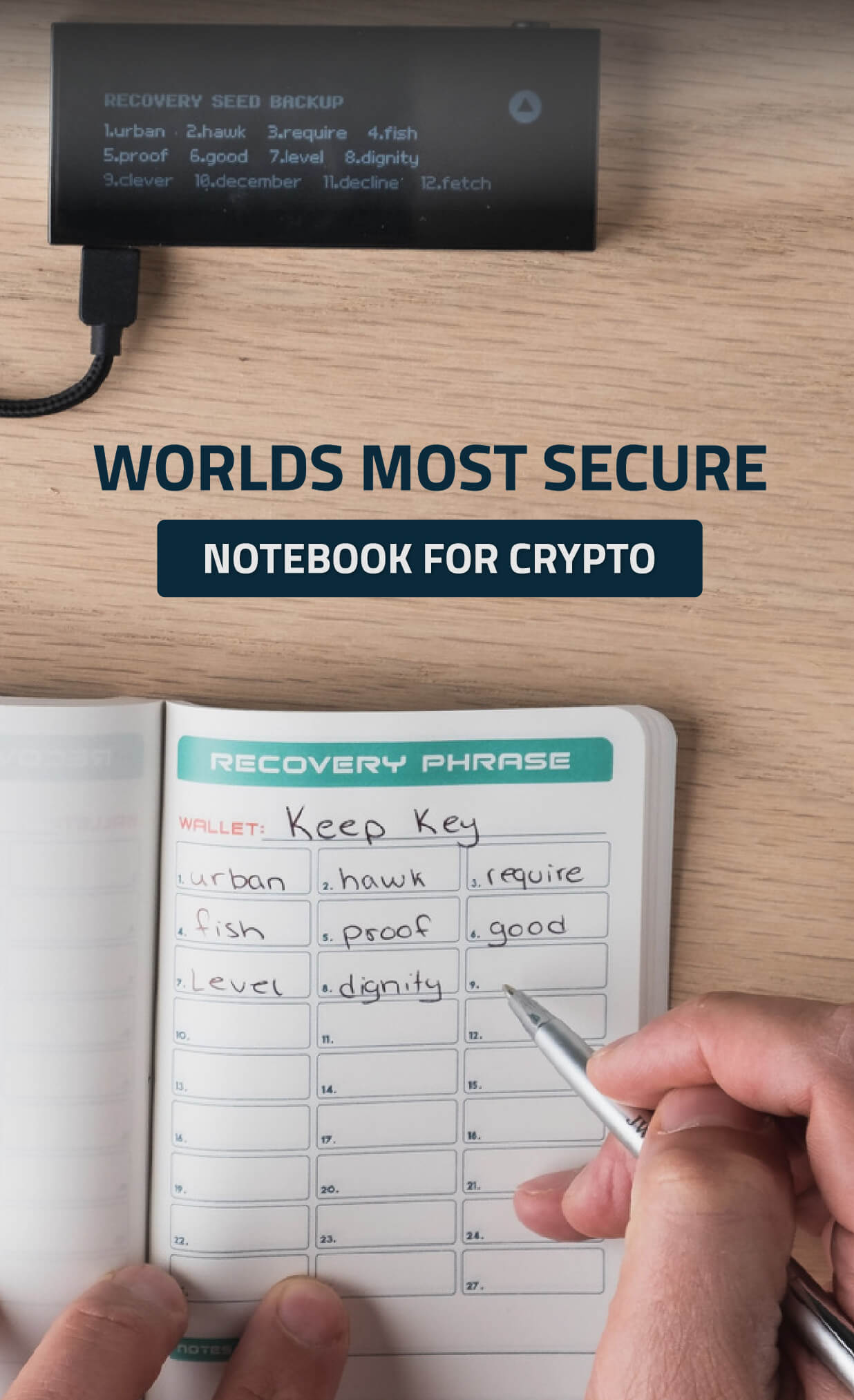 Cryo Crypto Seed Phrase Storage Notebook - Waterproof Stone Paper Book - Cryptocurrency Recovery Phrase Password Keeper - Cold Storage Wallet Backup